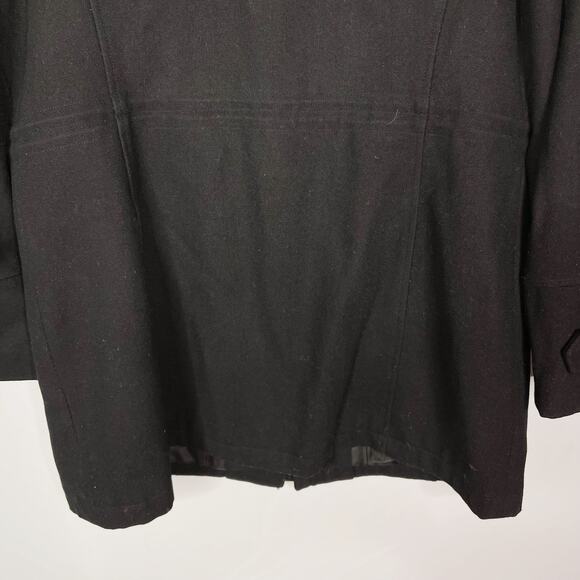 Michael Michael Kors Womens 14 Black Wool Blend Hooded Peacoat Jacket Gold - Picture 8 of 12